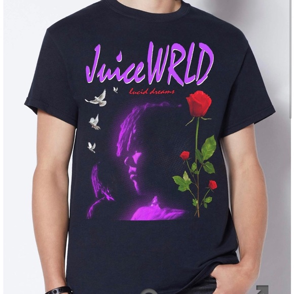 JUICE WRLD Black Lucid Dreams Rose T-Shirt Hip Hop Rap R&B Music Tee - Picture 2 of 8